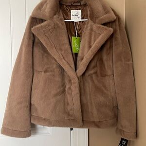 Sam Edelman Tan Faux Fur Teddy Jacket
